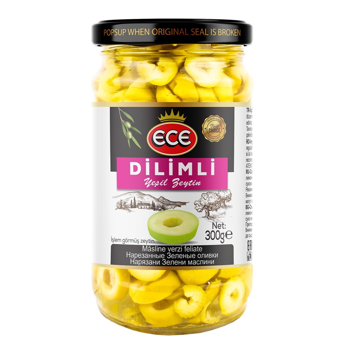 ECE GESNEDEN GROENE OLIJVEN 320CC